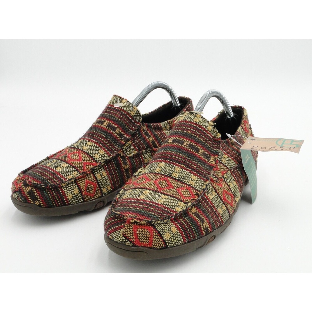 Roper Johnnie Womens Size 11 Colorful Southwestern Slip On Driving Moc Toe Shoes - Picture 1 of 7